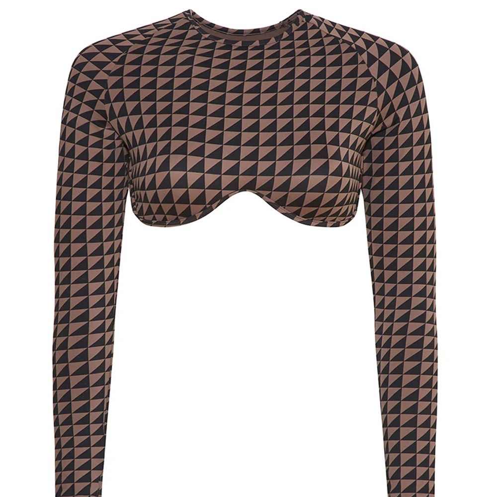 Geometric Patterned Long Sleeve Top